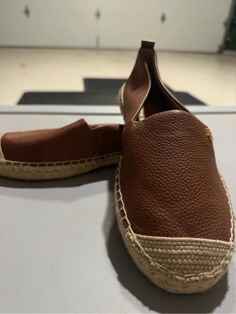Ralph Lauren Brown Leather Espadrille Flats
